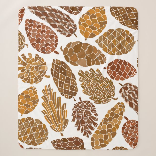 Pine cones seamless pattern sherpa blanket (Front)