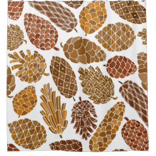 Pine cones seamless pattern shower curtain