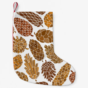 Pine cones seamless pattern small christmas stocking