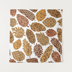 Pine cones seamless pattern tapestry
