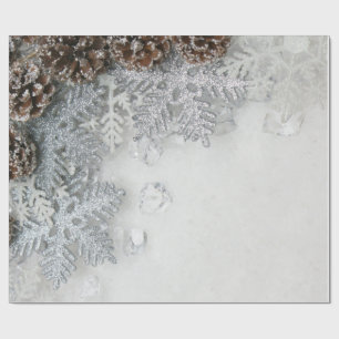 Pine Cones,Snowflakes Holiday Wrapping Paper