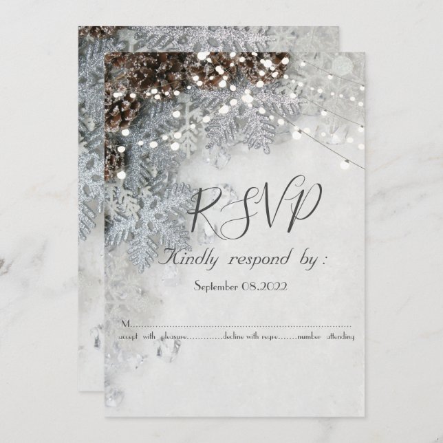 Pine Cones, Snowflakes RSVP Invitation (Front/Back)