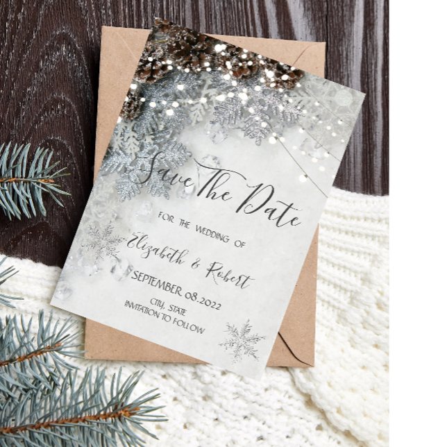 Pine Cones, Snowflakes Save The Date (Creator Uploaded)