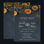 Pine Cones, Stars Wedding Invitation<br><div class="desc">Pine cones with stars wedding invitation. Beautifully wedding invitation that can be customised with your name. Select the "customise" button to change the font style,  colour,  and size.</div>