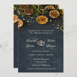 Pine Cones, Stars Wedding Invitation