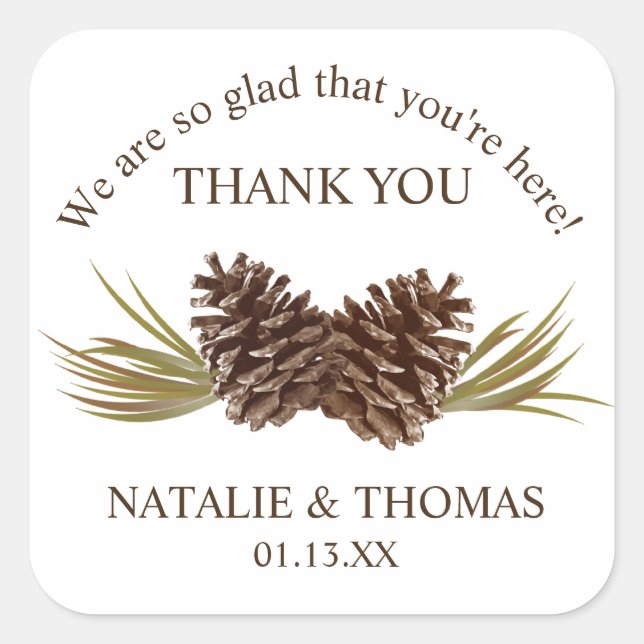 Pine Cones Thank You Gift Sticker (Front)