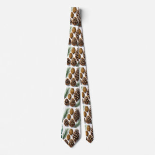 Pine Cones Watercolor Botanical Art Tie
