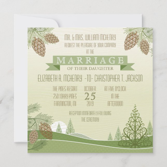 Pine Cones Wedding Invitation (Front)