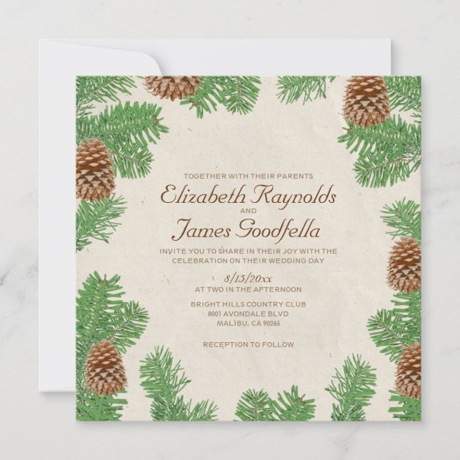 Pine Cones Wedding Invitations (Front)