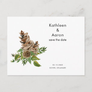 Pine Cones Wedding Website Save the Date II Announcement Postcard