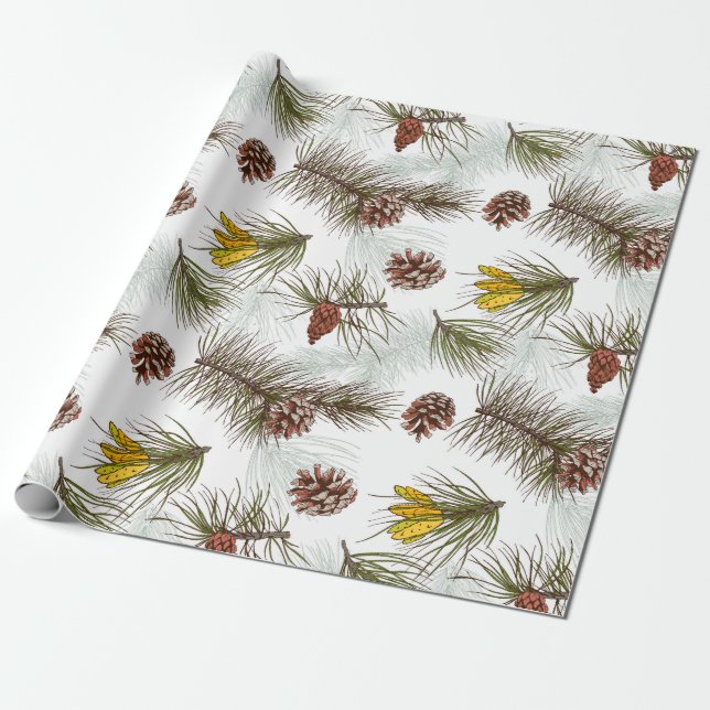 Pine cones wrapping paper (Unrolled)