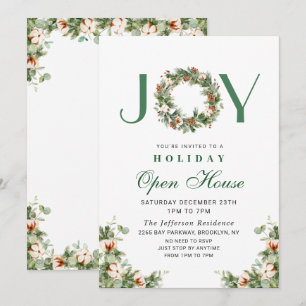 Pine Cones Wreath CHRISTMAS Holiday Open House Invitation