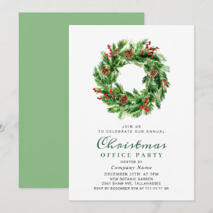 Pine Cones Wreath Corporate Christmas Party Invitation