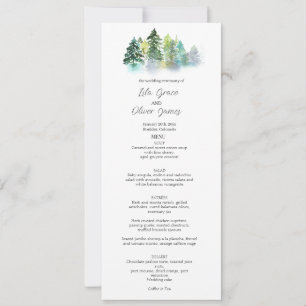 Pine Crest Wedding Menu Invitation 