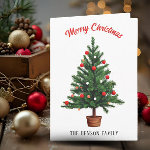 Pine Decorated Christmas Tree Holiday Card