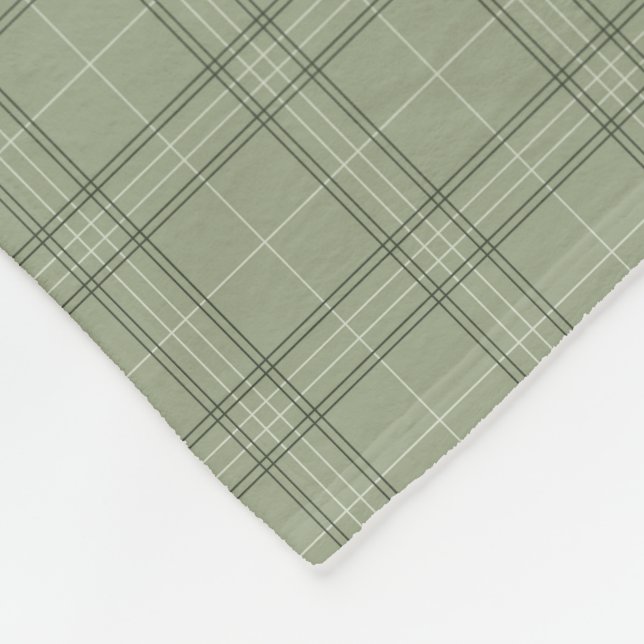Pine Deer Plaid - sage green cabincore tartan.  Fleece Blanket (Corner)