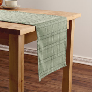 Pine Deer Plaid - sage green cabincore tartan.  Short Table Runner