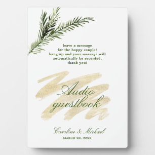 Pine, Emerald, and Gold Audio Guestbook Plaque