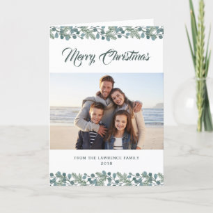 Pine Eucalyptus Foliage Merry Christmas Photo Holiday Card