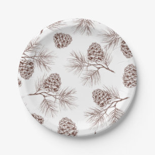Pine fir christmas tree cedar spruce cones paper plate