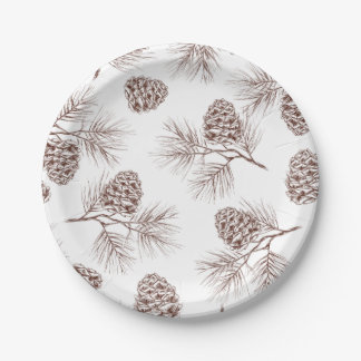 Pine fir christmas tree cedar spruce cones paper plate