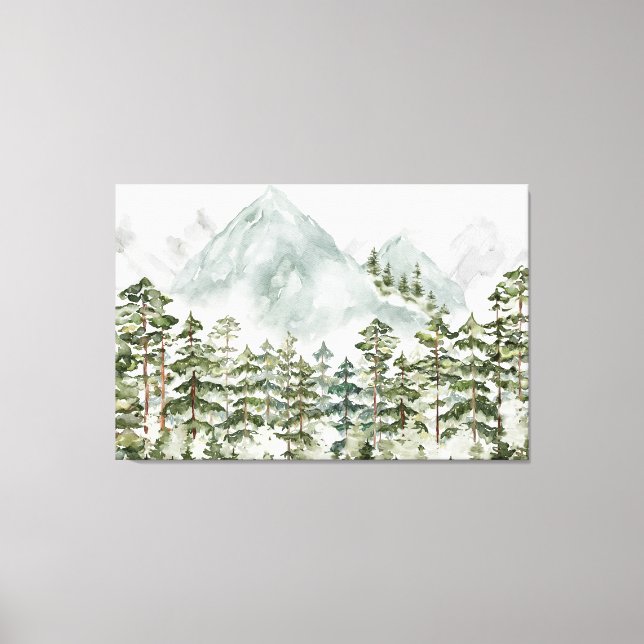 Pine Forest and Mountains Canvas Print (Front)