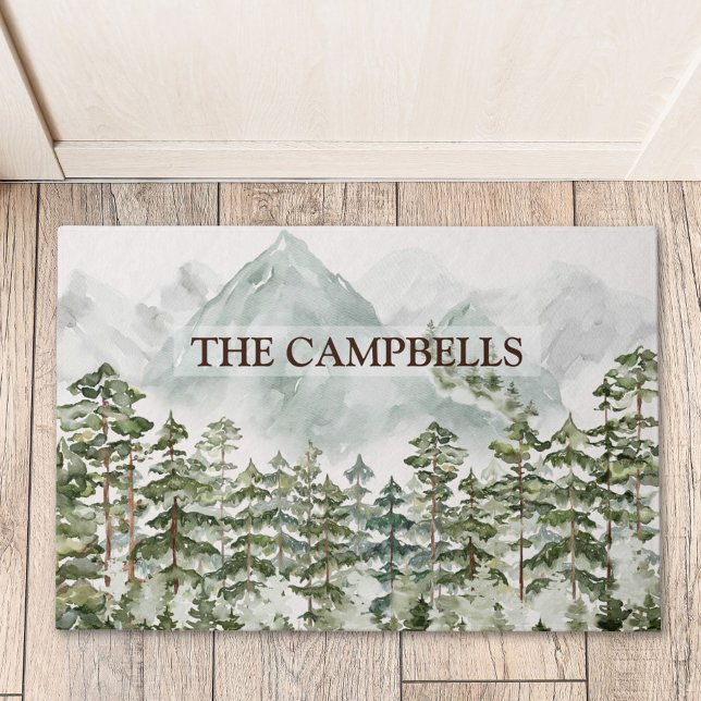 Pine Forest and Mountains Doormat (In situ)