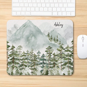 Pine Forest and Mountains Mouse Mat