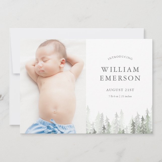 Pine Forest Birth Announcement (Front)