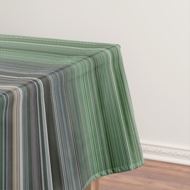 Pine Forest Brown and Green Stripe Tablecloth (In Situ)