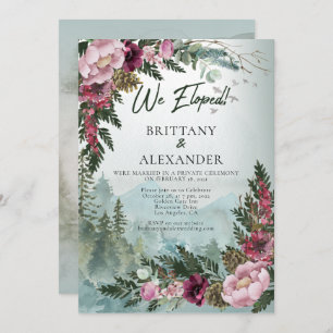 Pine Forest Burgundy Dusty Rose  Elopement Invitation