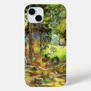Pine forest iPhone 15 mini case