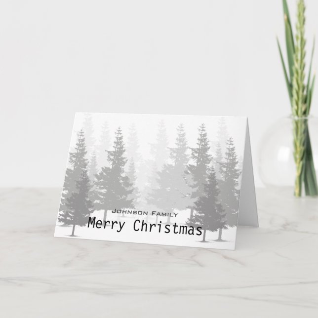 Pine Forest Christmas Holiday Card (Front)