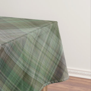 Pine Forest Green and Brown Plaid Tablecloth