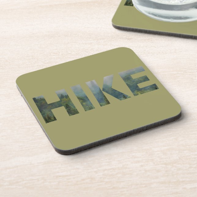Pine forest hiking hike logo coaster (Left Side)