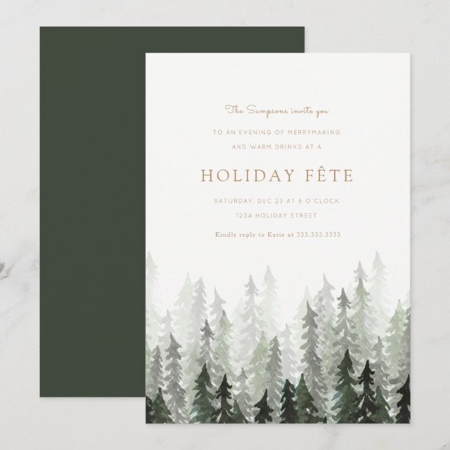 Pine Forest Holiday Party Invitations (Front/Back)