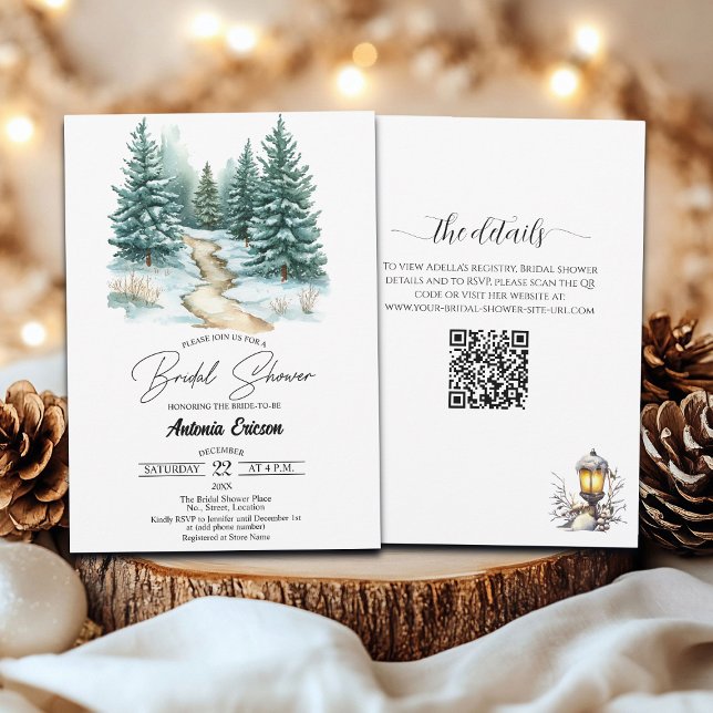 Pine Forest in Snow Elegant Bridal Shower Invitation (Creator Uploaded)