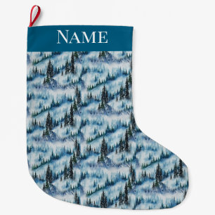 Pine Forest in Snow Large Christmas Stocking