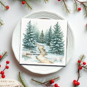 Pine Forest in Snow Winter Bridal Shower Napkin