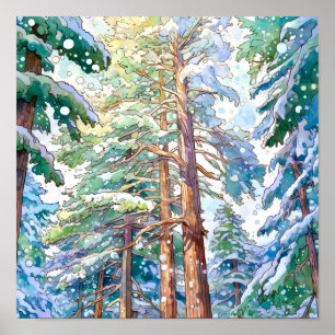 Pine Forest Landscape Home Decor Poster