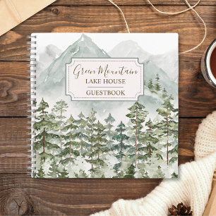 Pine Forest Mountain Cabin Lake House Guestbook Notebook