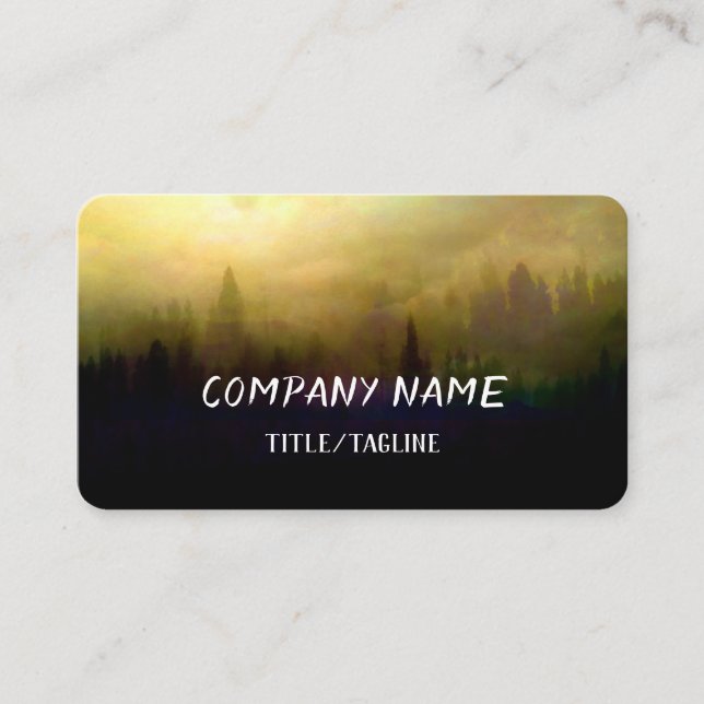pine forest nature art misty landscape   business card (Front)