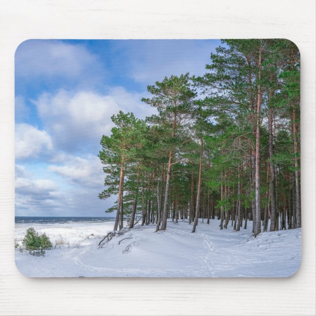 Pine forest near sea coast in Latvia Mouse Mat (Front)