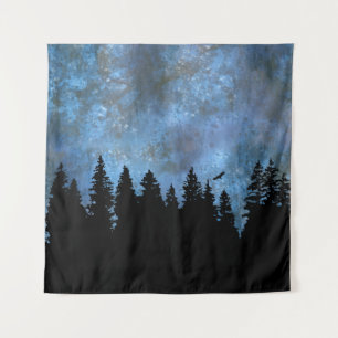 Pine Forest Night Tapestry