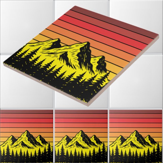 Pine Forest Over Mountains & Retro Sunset Frieze Tile (Creator Uploaded)