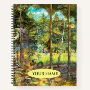 Pine forest painting watercolor notebook