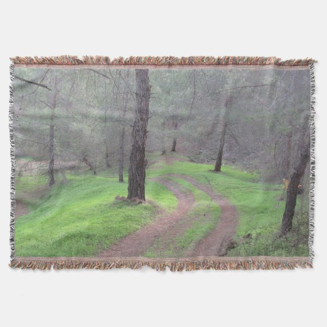 Pine Forest Road Throw Blanket (Front)