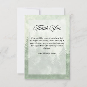 Pine Forest Rustic Minimalist Country Wedding Thank You Card