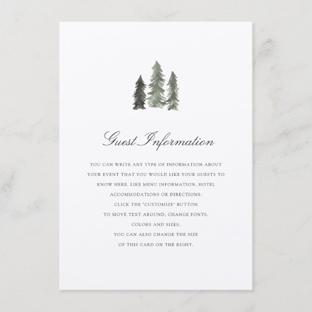 Pine Forest  Wedding Insert (Front)