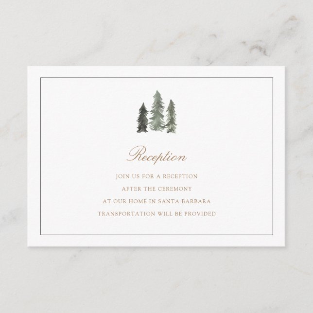 Pine Forest Wedding Reception Card (Front)